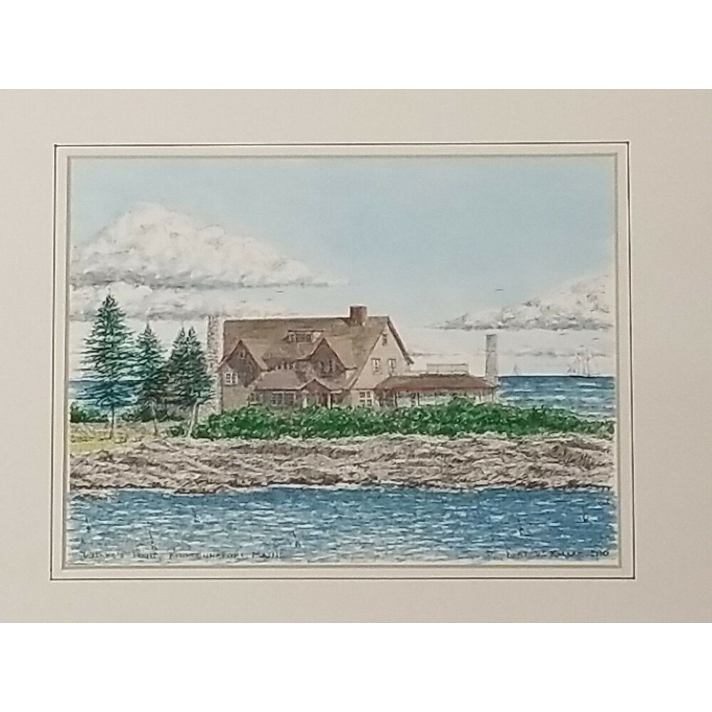 Kurt W. Kellar Signed Pen And Ink Print Walker's Point Kennebunkport Maine 1994